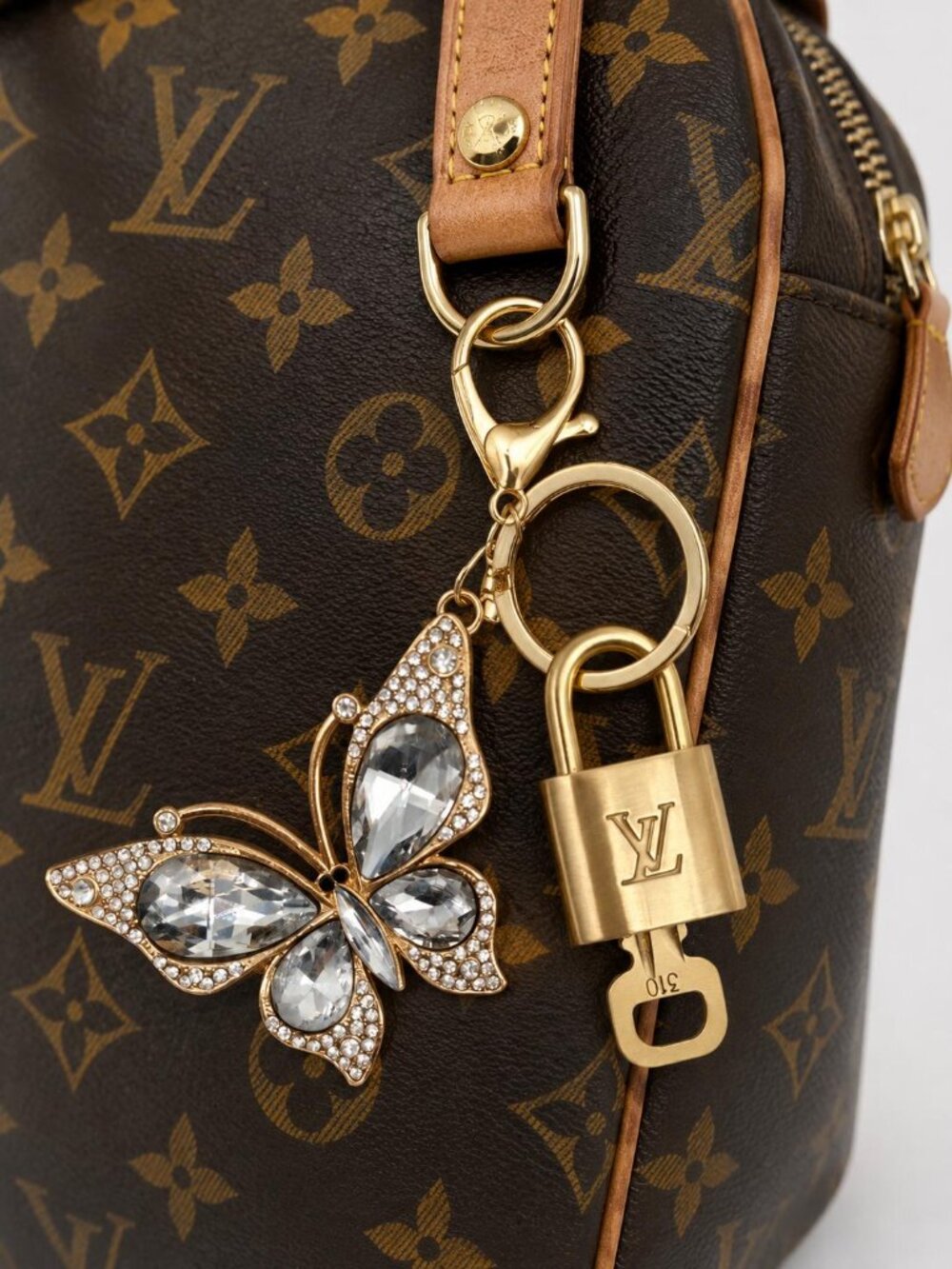 Louis Vuitton Gold Lock 🔑 Authentic LV Padlock + Unbranded Butterfly Bag Charm
